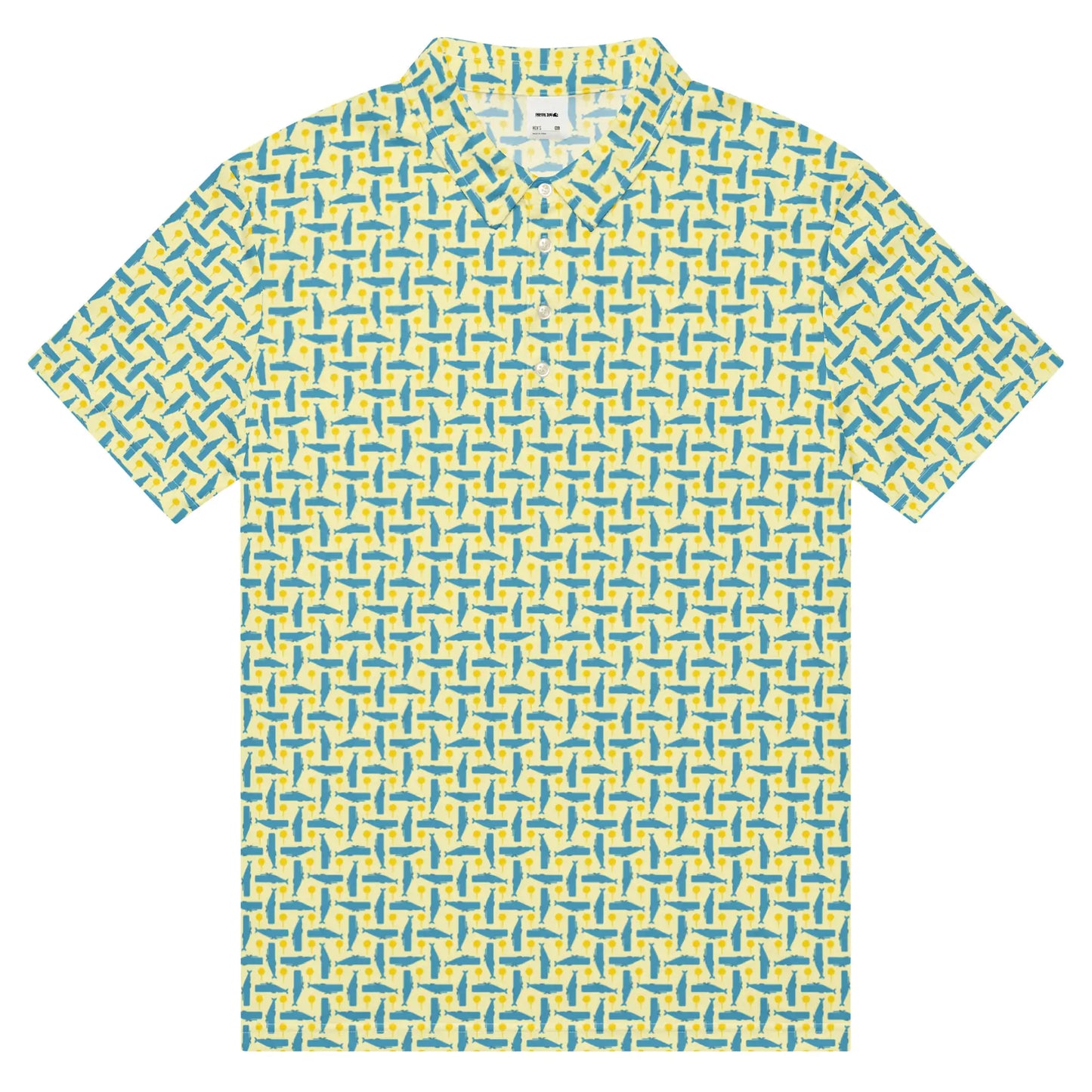 Men’s Slim Fit Golf Polo – Whale & Golf Tee Pattern